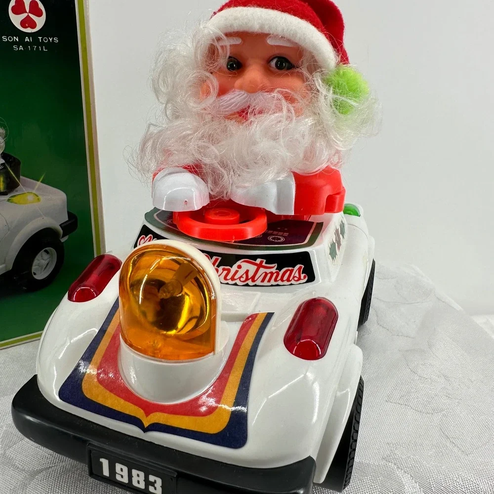 Son Ai Toys Santa Cartoon Car White Good Vintage 1983 Bump Go Music SA 171L